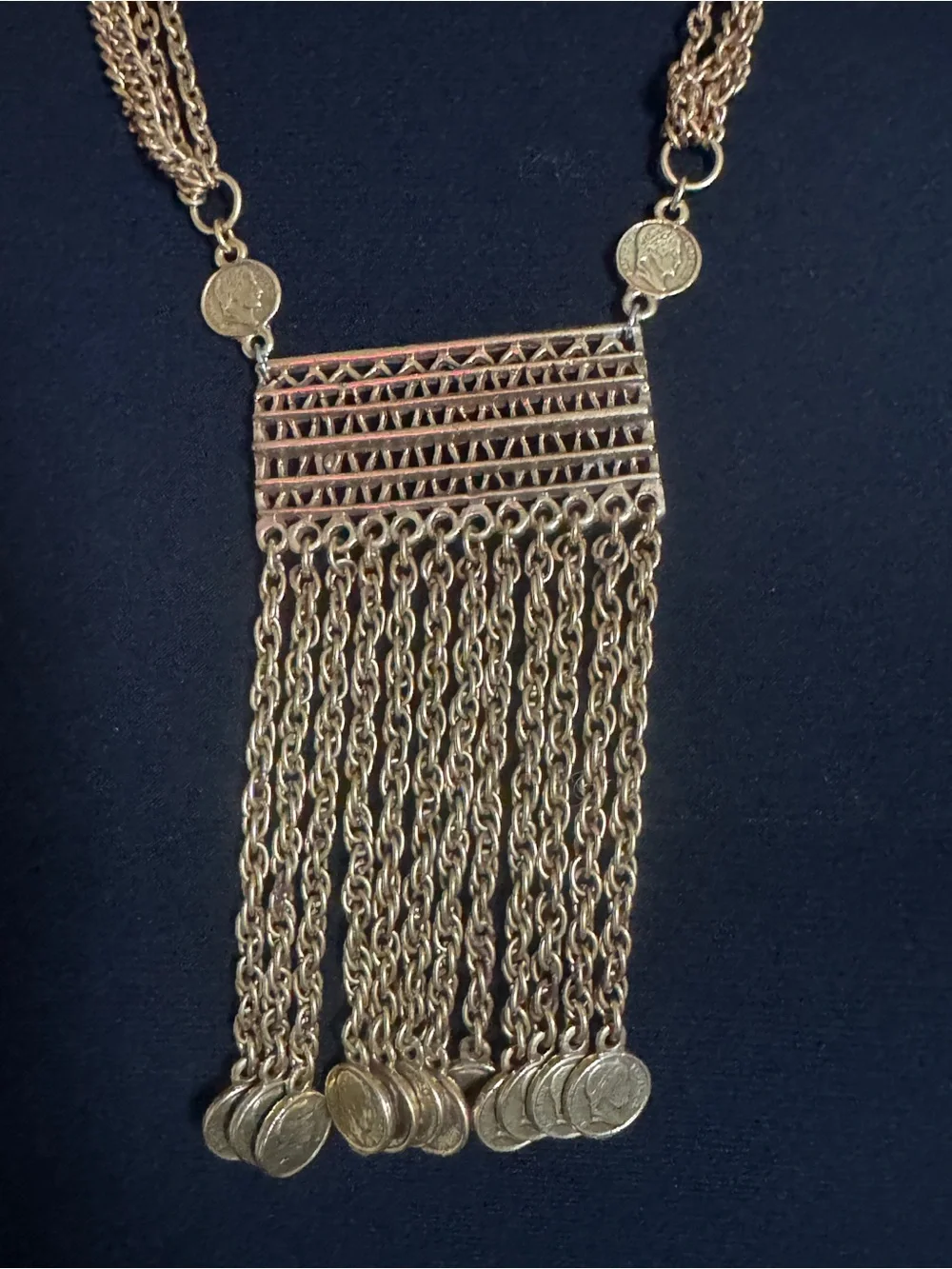 Gold-Tone Fringe Pendant Necklace - Women Jewelry
